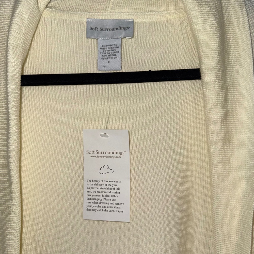 Soft Surroundings Womens Yellow Open Front Cardigan Sweater Modal Cotton NWT M - Picture 3 of 4